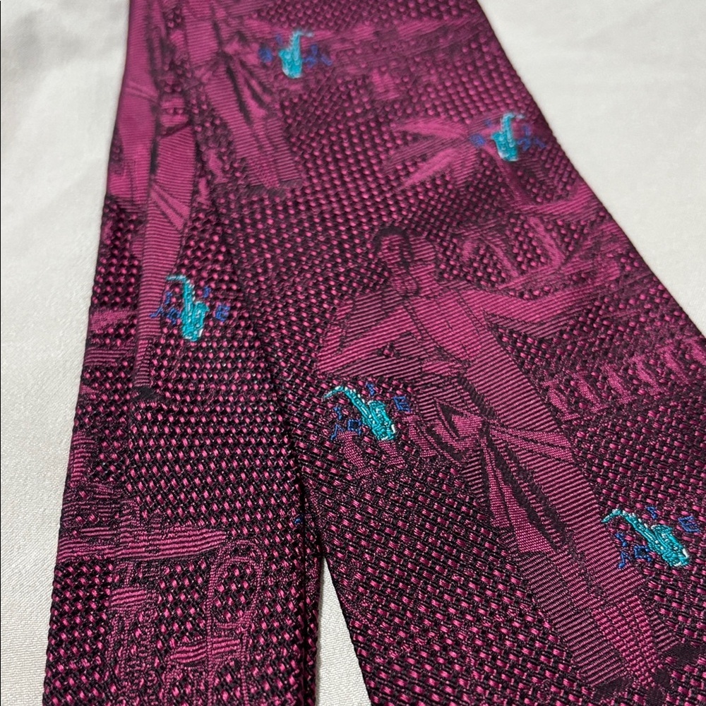 Boss Burgundy and Teal Patterned Tie - Picture 5 of 6